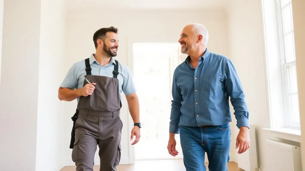 Painter and homeowner inspecting the finished work together